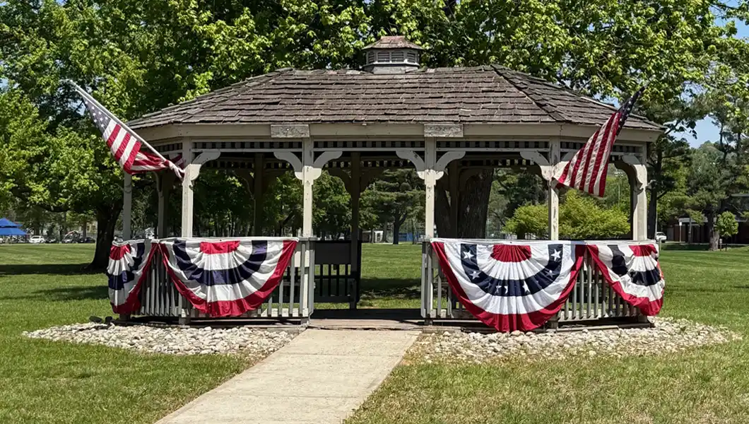 A gazebo in a park