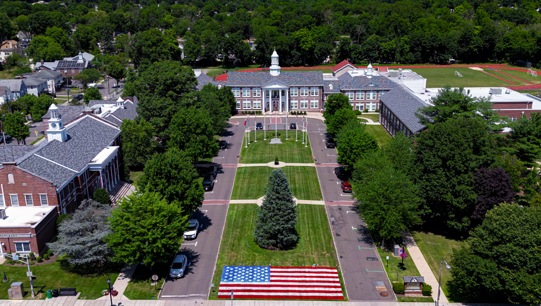 Aerial view of Verona municipal buildings